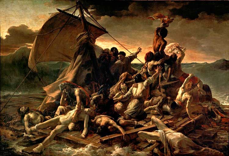 Плот Медузы (1818-19) Теодора Жерико. Масло на холсте. Музей Лувра, Париж. Источник изображения Wikimedia Commons