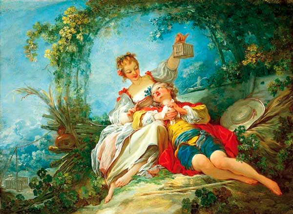 Жан-Оноре Фрагонар, Счастливые любовники, ок. 1751–1755 гг., Музей Нортона Саймона, Пасадена, Калифорния, США.