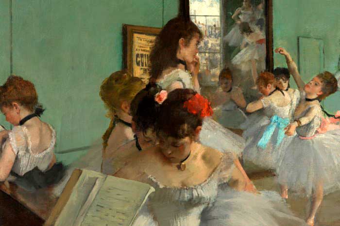 Деталь «Танцевального класса» (1874) Эдгара Дега. Масло на холсте. 83,5 х 77,2 см. Метрополитен-музей, Нью-Йорк. Источник изображения The Met (открытый доступ)