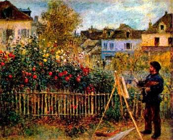 Картина Пьера-Огюста Ренуара «Клод Моне в его саду в Аржантее» (1873 г.) сама по себе является картиной на пленэре.