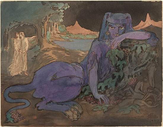 Памела Колман Смит, Голубая кошка (1907). Собрание Альфреда Штиглица / Архив Джорджии О’Киф, Йельское собрание американской литературы, редкая книга Бейнеке и библиотека рукописей.